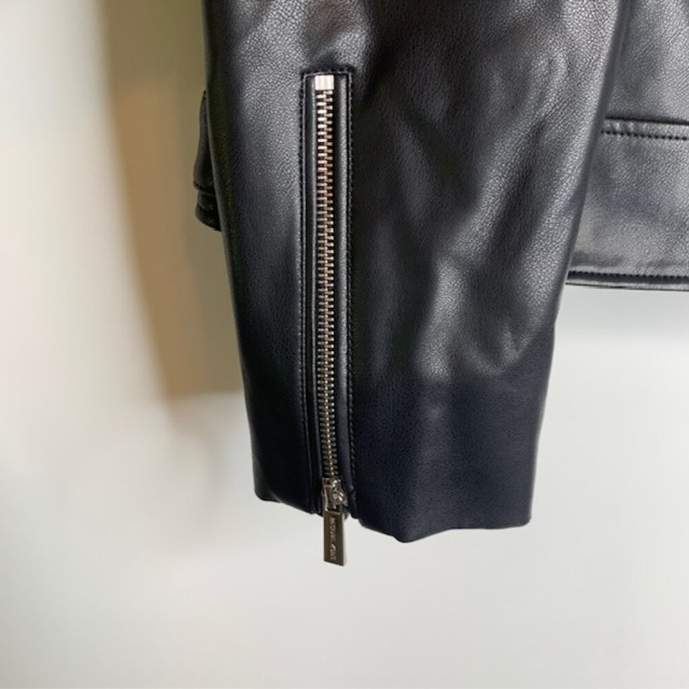 Michael Kors Women's Vegan Leather Moto Jacket Black Size Large NWT - Picture 9 of 14